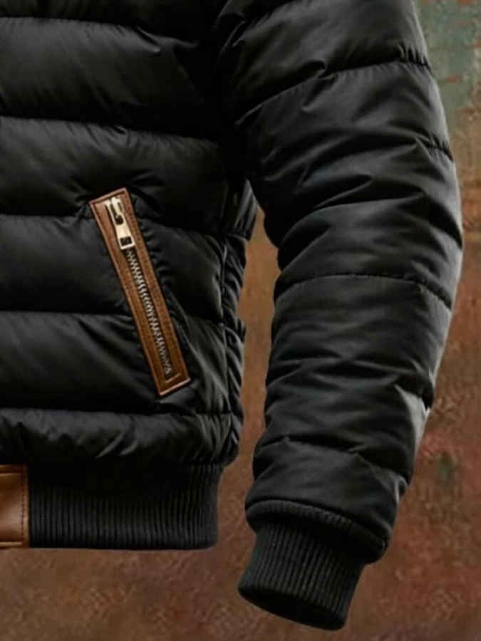 Giles – Leather-Trimmed Padded Jacket