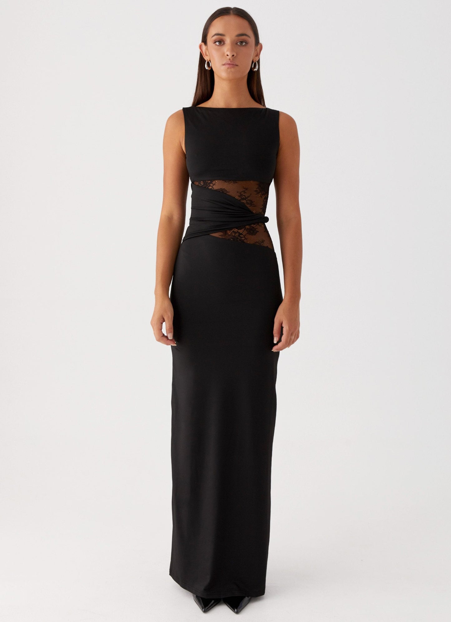 Eliana – Elegant Maxi Dress with Flattering Silhouette, Subtle Cutouts, and Delicate Lacing