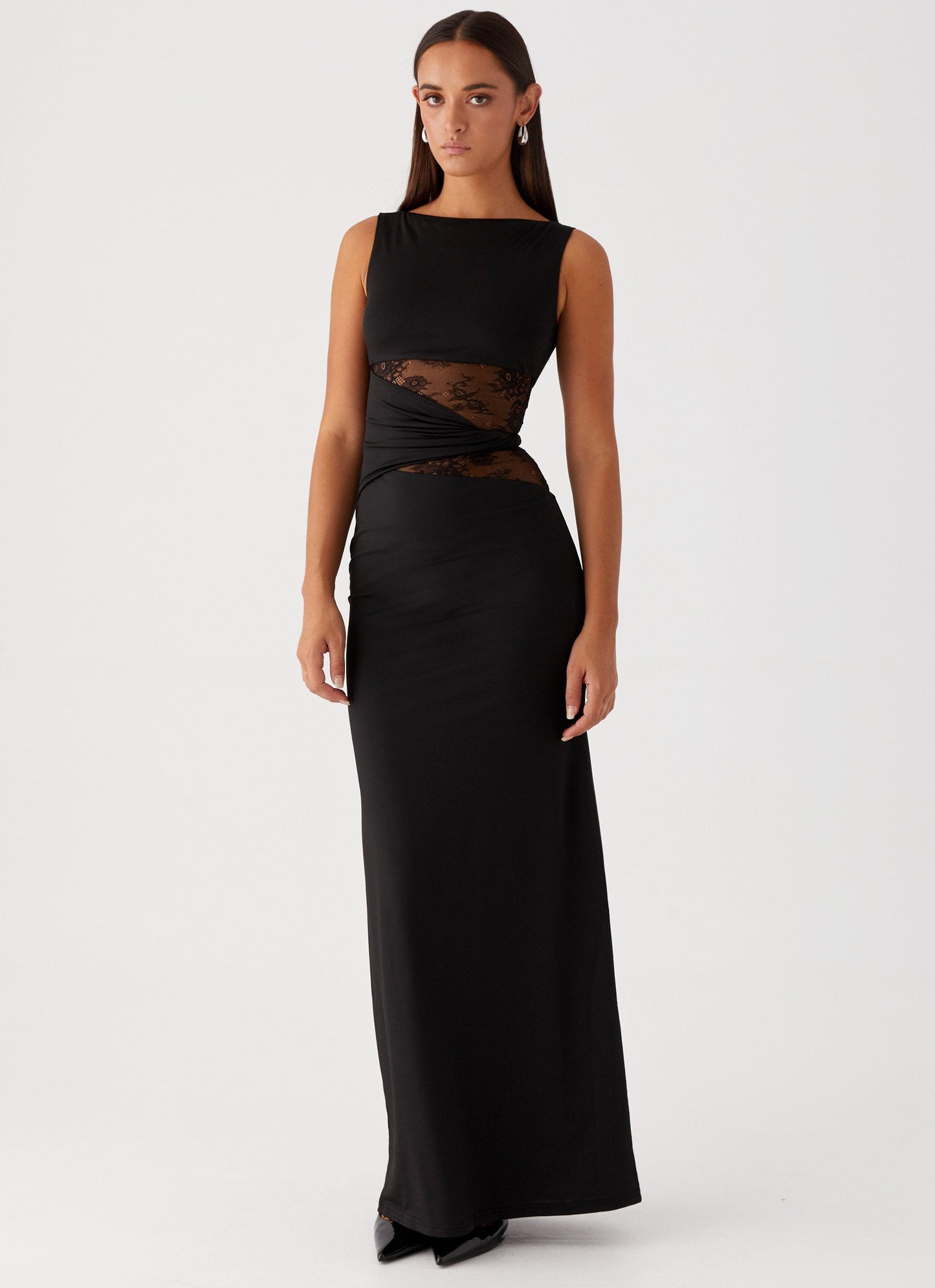Eliana – Elegant Maxi Dress with Flattering Silhouette, Subtle Cutouts, and Delicate Lacing