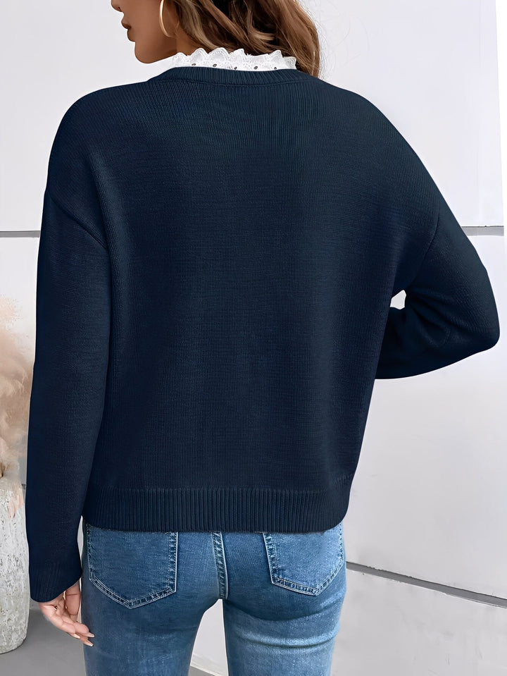 Céline | Chic Lace Collar Jumper, Cashmere Feel