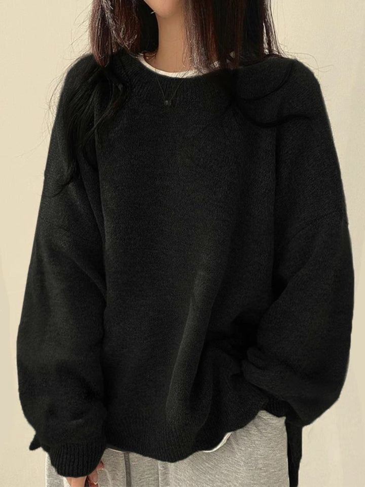 Edwina - Oversized Drop Shoulder Sweater with Split Hem