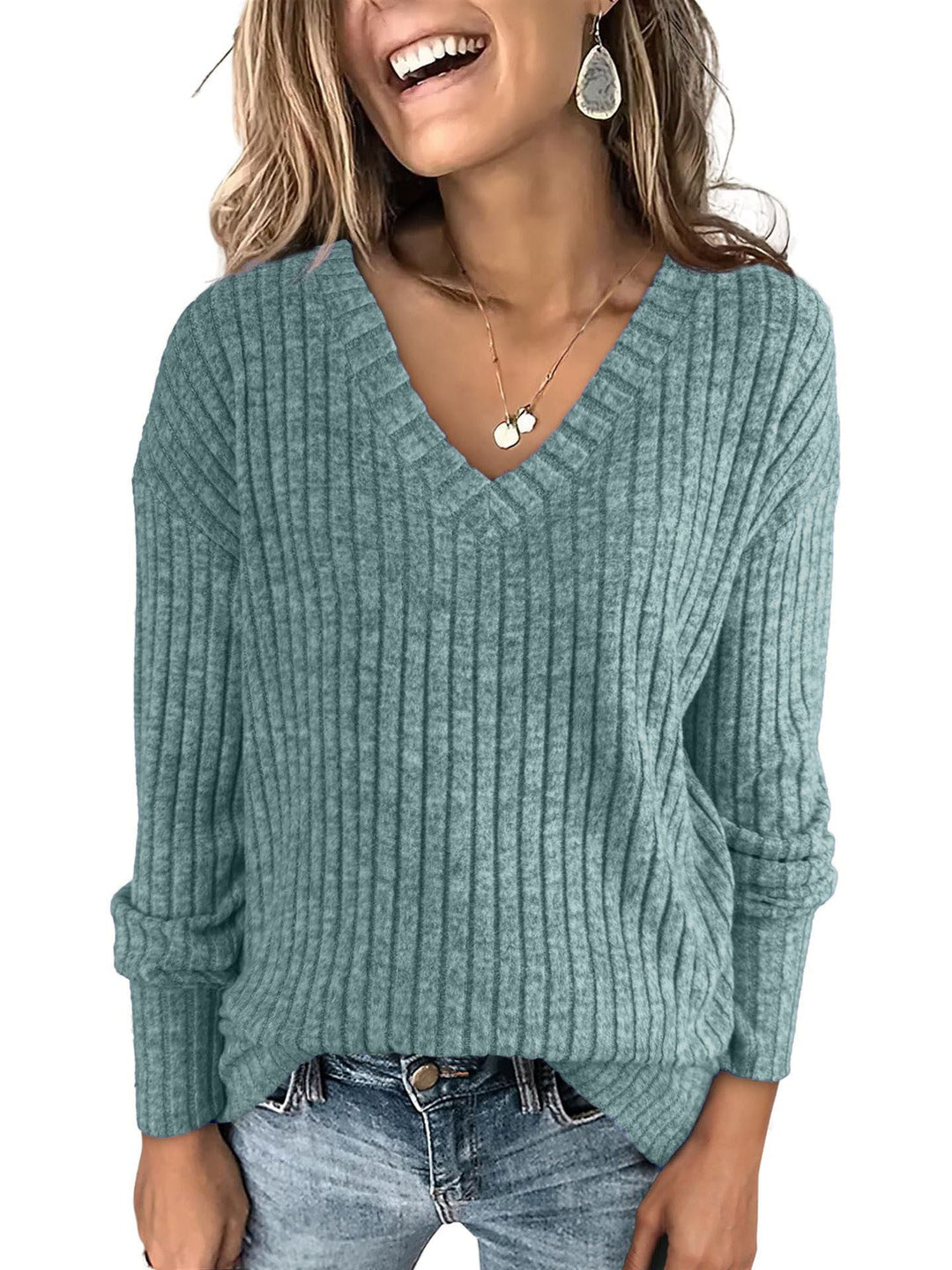 Barbara - Oversized Knit Sweater with V-Neck