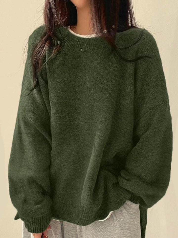 Edwina - Oversized Drop Shoulder Sweater with Split Hem