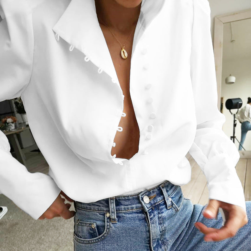 Honora – Elegant Long Sleeve Blouse with Button Front