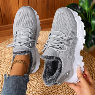 Henrietta – Lightweight Casual Fleece Lace-Up Sneakers