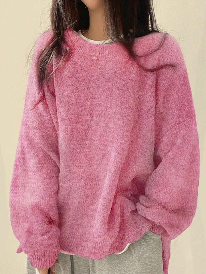 Edwina - Oversized Drop Shoulder Sweater with Split Hem