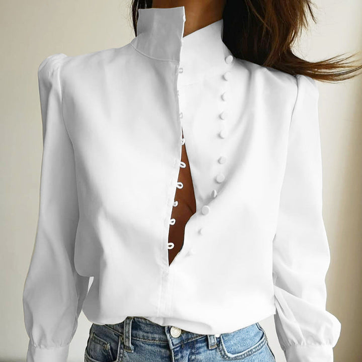 Honora – Elegant Long Sleeve Blouse with Button Front