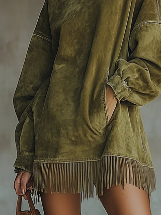 Posey – Fringed Suede Dress