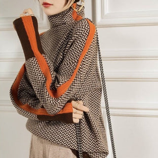 Grace – Effortlessly Elegant High-Neck Striped Sweater