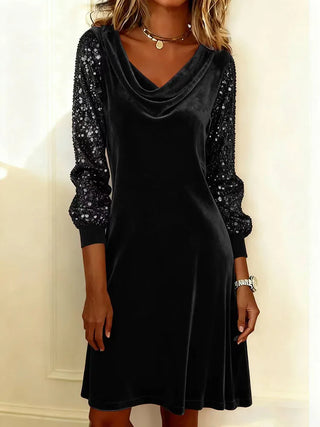 Aurora – Velvet Dress Featuring Shimmering Sleeves