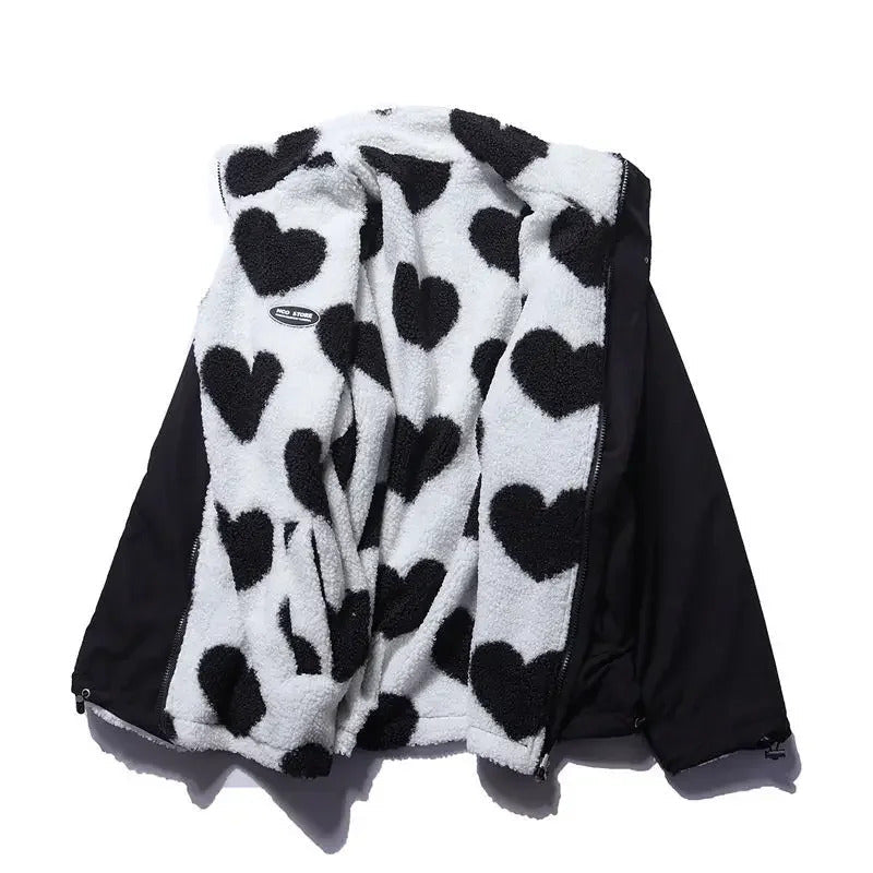 Catherine – Heart-Print Reversible Jacket