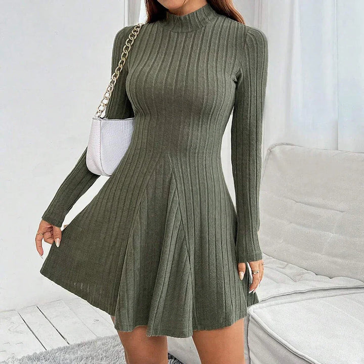 Emma – Classic Mock Neck Flare Dress
