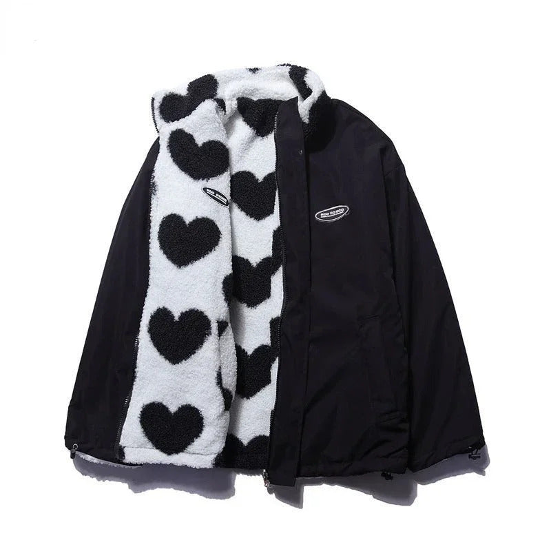 Catherine – Heart-Print Reversible Jacket