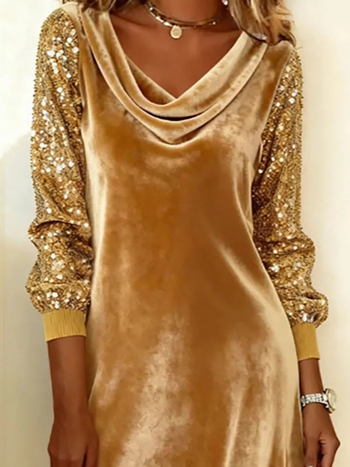 Aurora – Velvet Dress Featuring Shimmering Sleeves