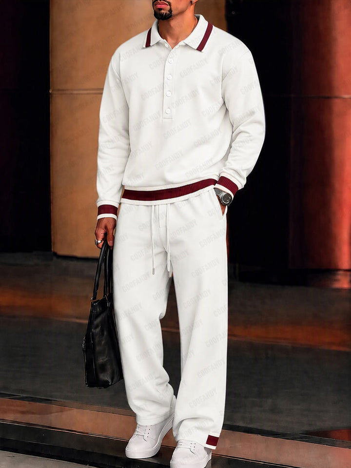 Elevated Casual Contrast Trim Matching Set