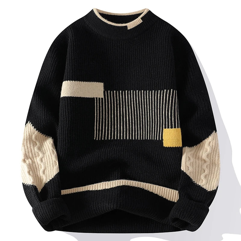 RÉVE | PATCHWORK MOCK NECK SWEATER