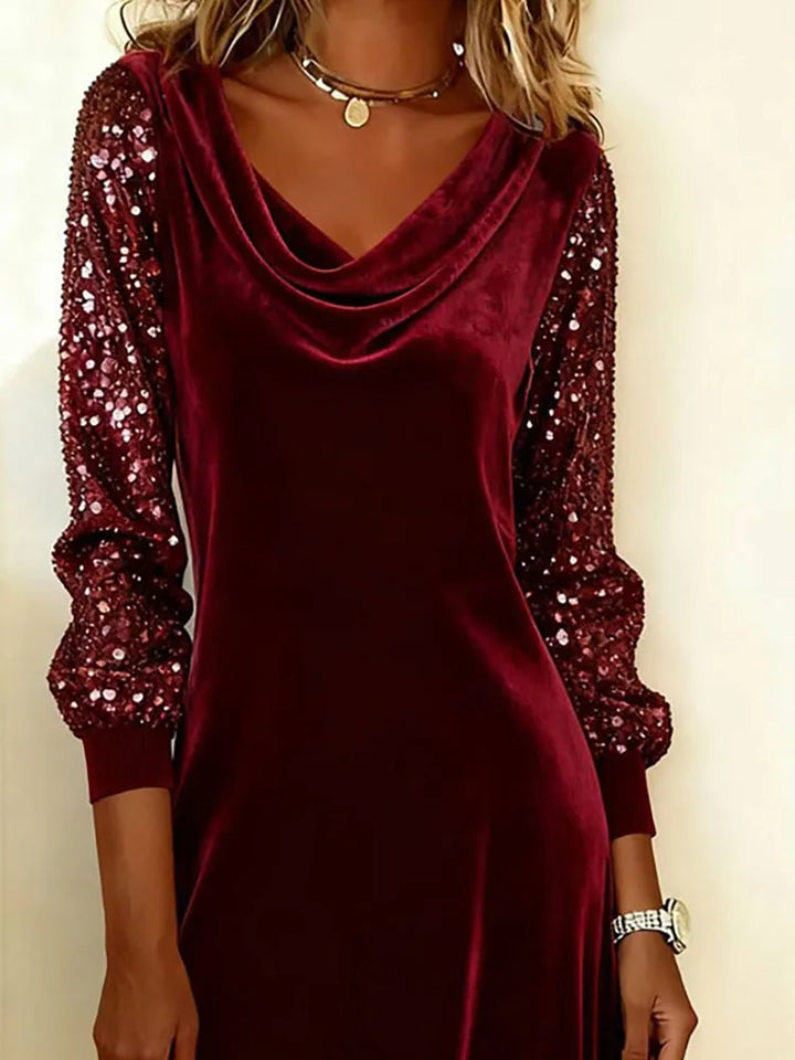 Aurora – Velvet Dress Featuring Shimmering Sleeves