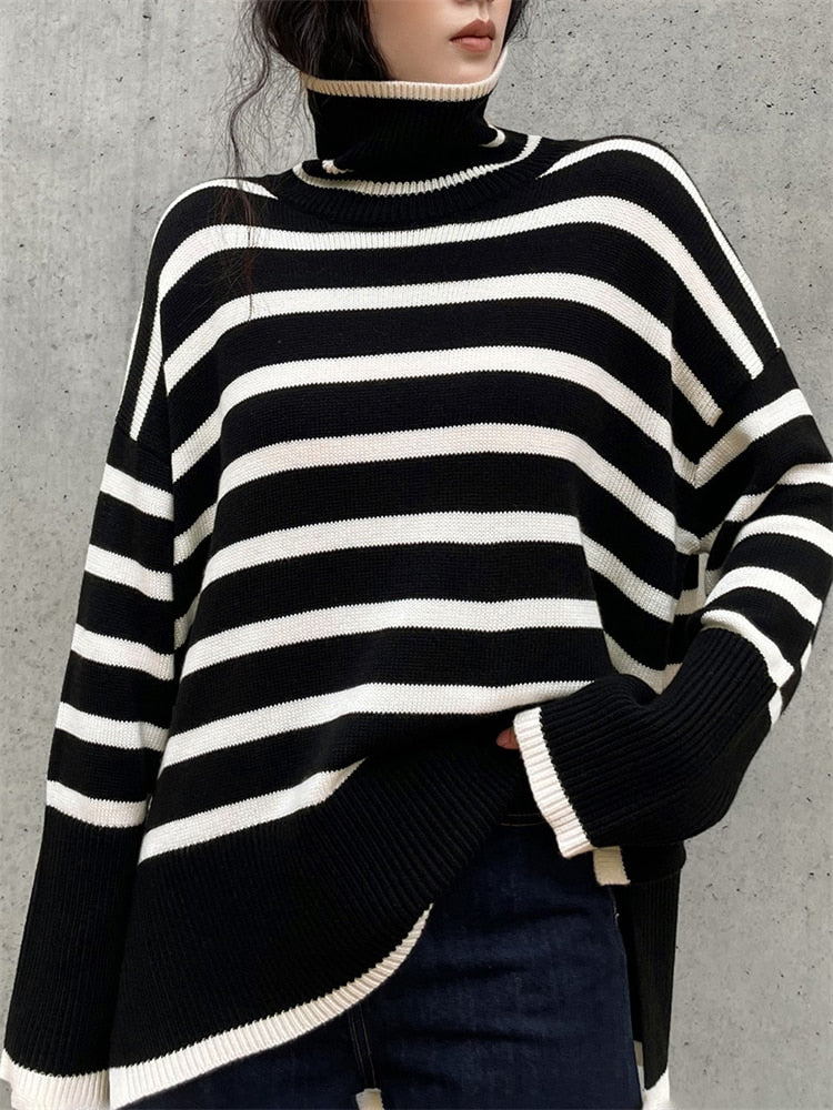 Calla – Stylish Striped Casual Knit Sweater
