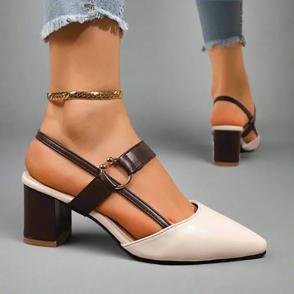 Willa – Block Heels with Leather Slingback Design