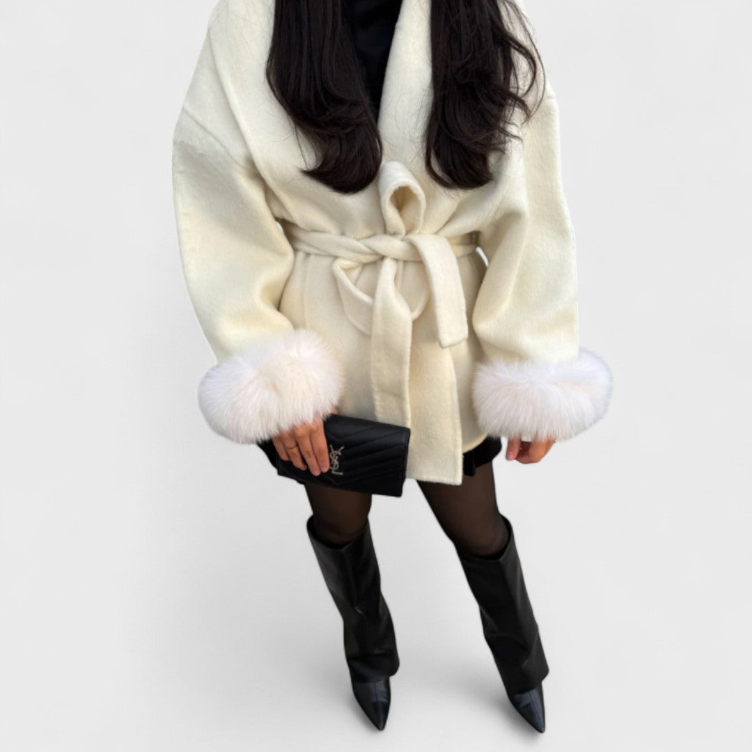 Thea – Wool Coat Featuring Faux Fur Accents