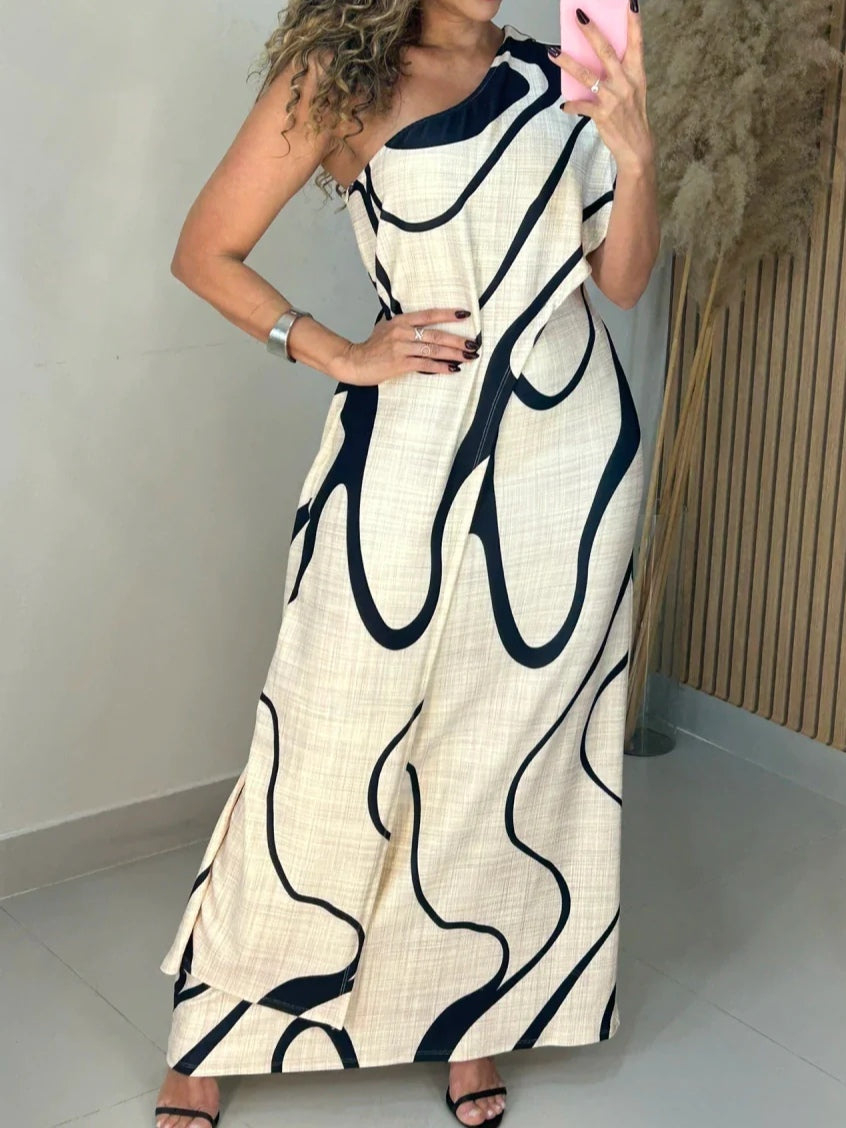 Shiloh - Off-Shoulder Abstract Maxi Dress