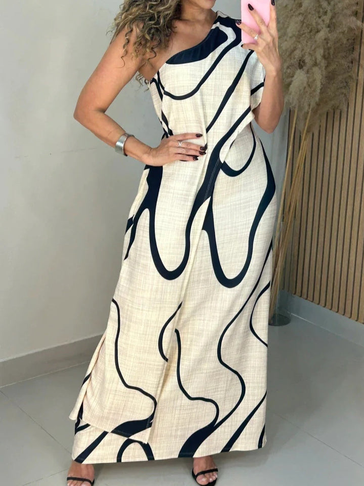 Shiloh - Off-Shoulder Abstract Maxi Dress