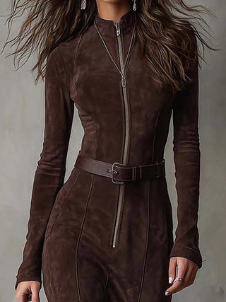 Maisie – Elegant Long Suede Dress