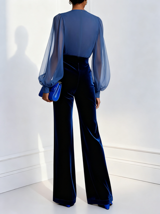 Megan – Chic Blue Mesh Jumpsuit