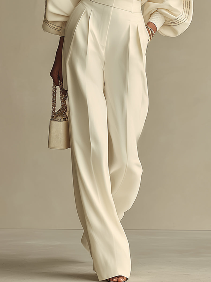 Ivory Ribbed Knit Set by Livia