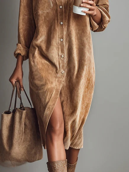 Scarlett – Classic Soft Corduroy Dress with Enduring Elegance