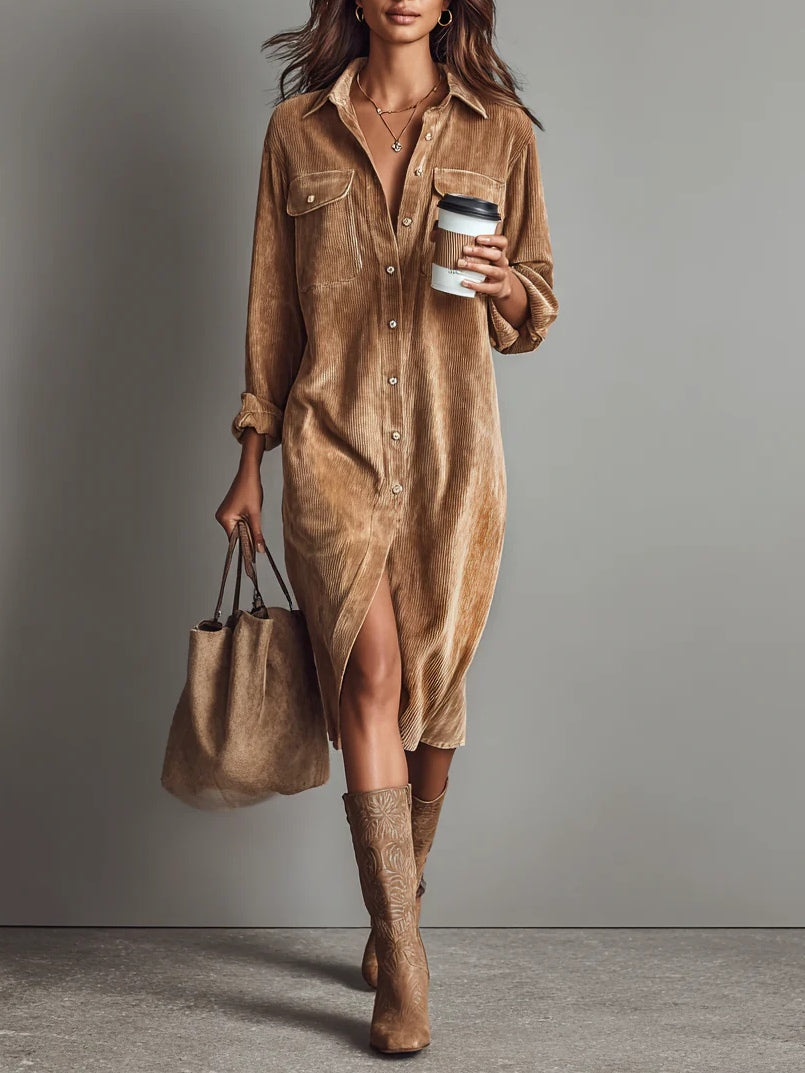 Scarlett – Classic Soft Corduroy Dress with Enduring Elegance
