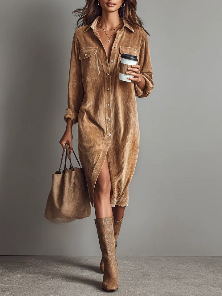 Scarlett – Classic Soft Corduroy Dress with Enduring Elegance