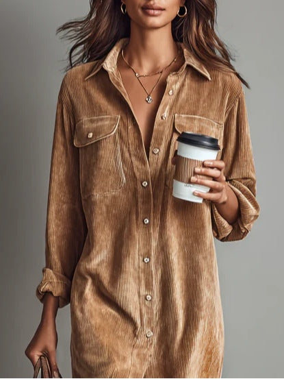 Scarlett – Classic Soft Corduroy Dress with Enduring Elegance