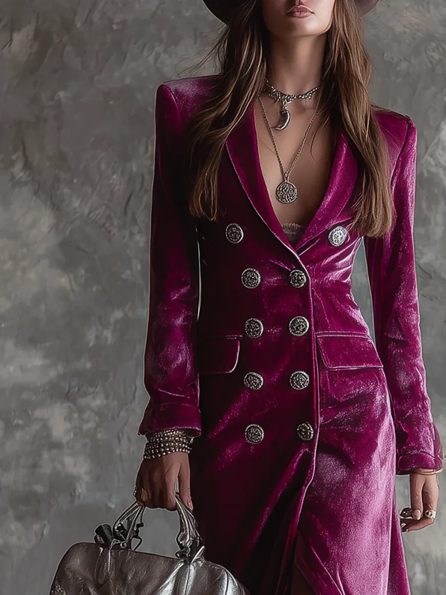 Cosima – Maxi Dress with Velvet Blazer Style