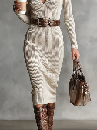 Diana - Belted Knitted Midi Dress