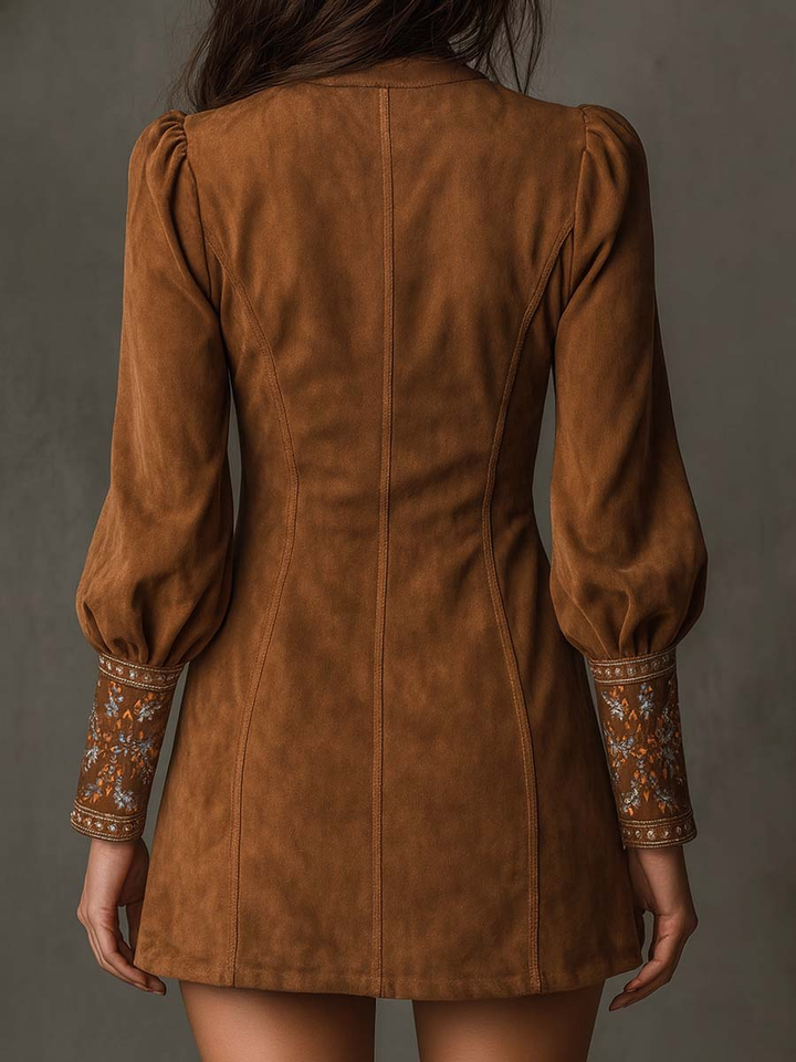 Emily – Chic Short Dress with Suede Finish