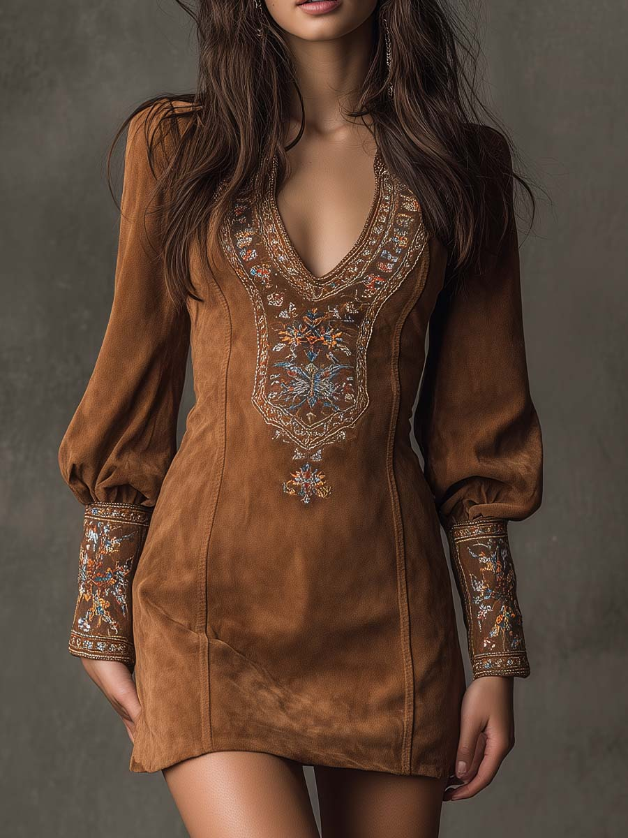 Emily – Chic Short Dress with Suede Finish