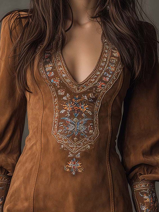 Emily – Chic Short Dress with Suede Finish