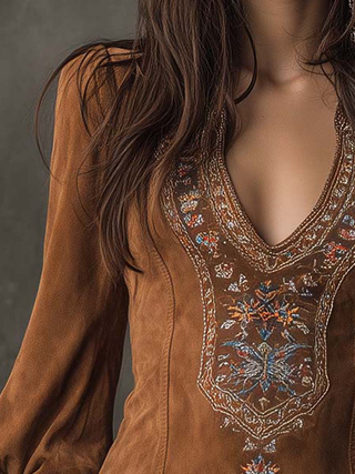 Emily – Chic Short Dress with Suede Finish