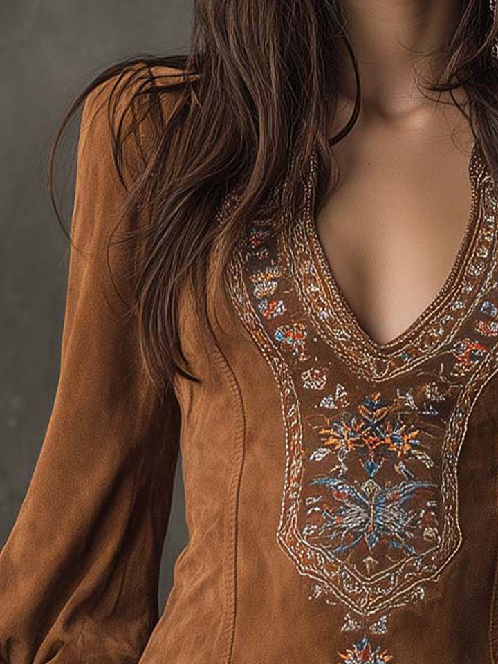 Emily – Chic Short Dress with Suede Finish