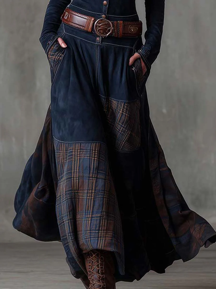 Keeva - Navy Suede Belted Maxi Dress