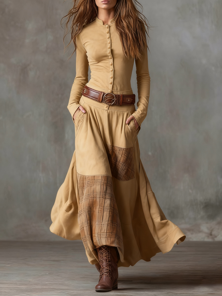 Keeva - Navy Suede Belted Maxi Dress