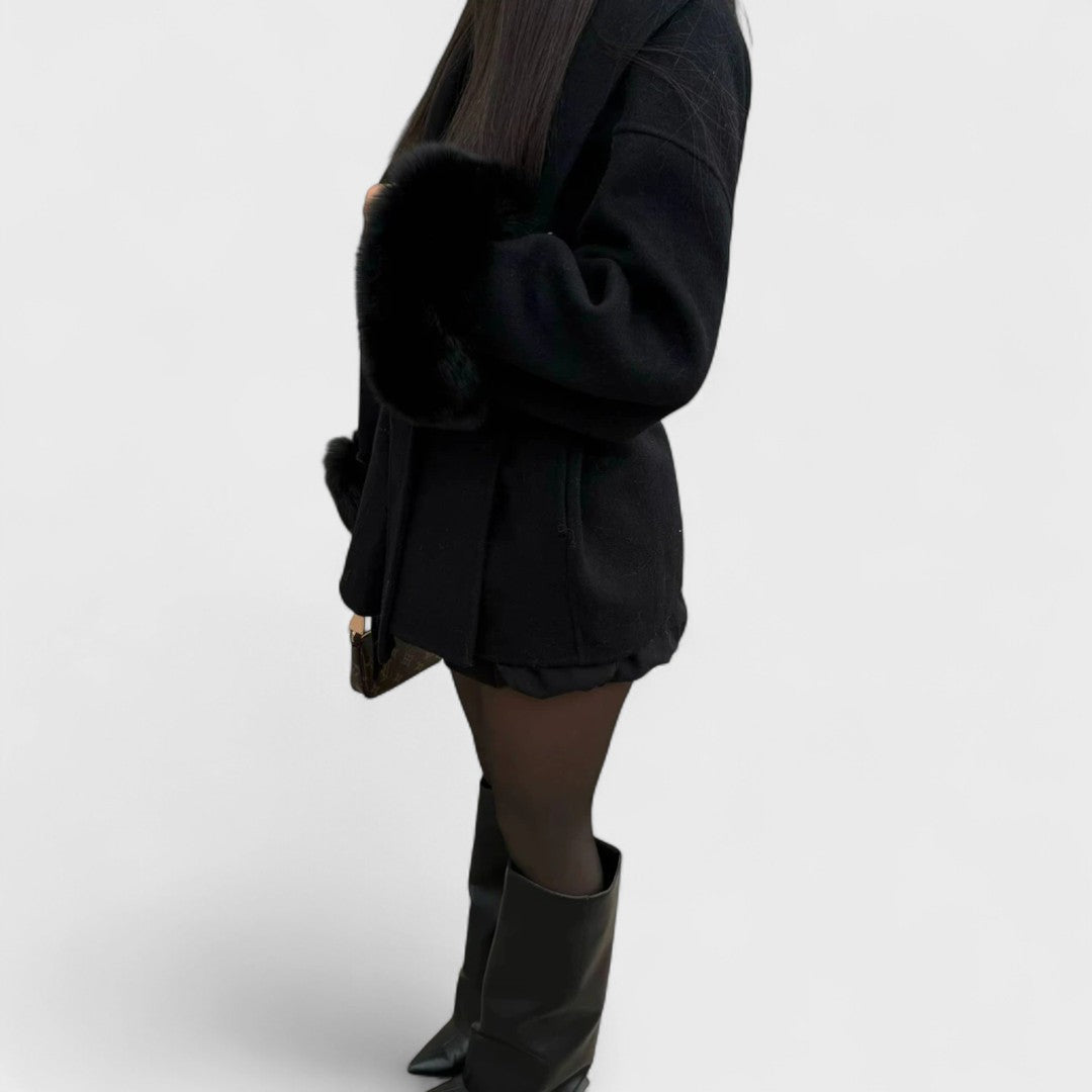 Thea – Wool Coat Featuring Faux Fur Accents
