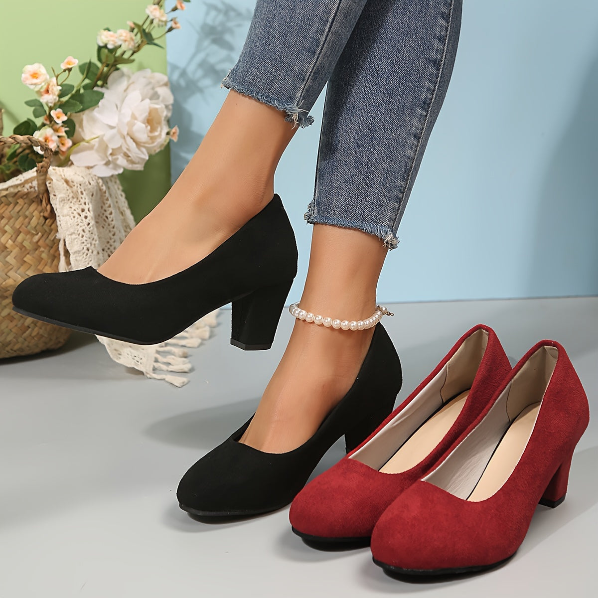 Noelle – Wide Toe Suede Pumps for Ultimate Comfort