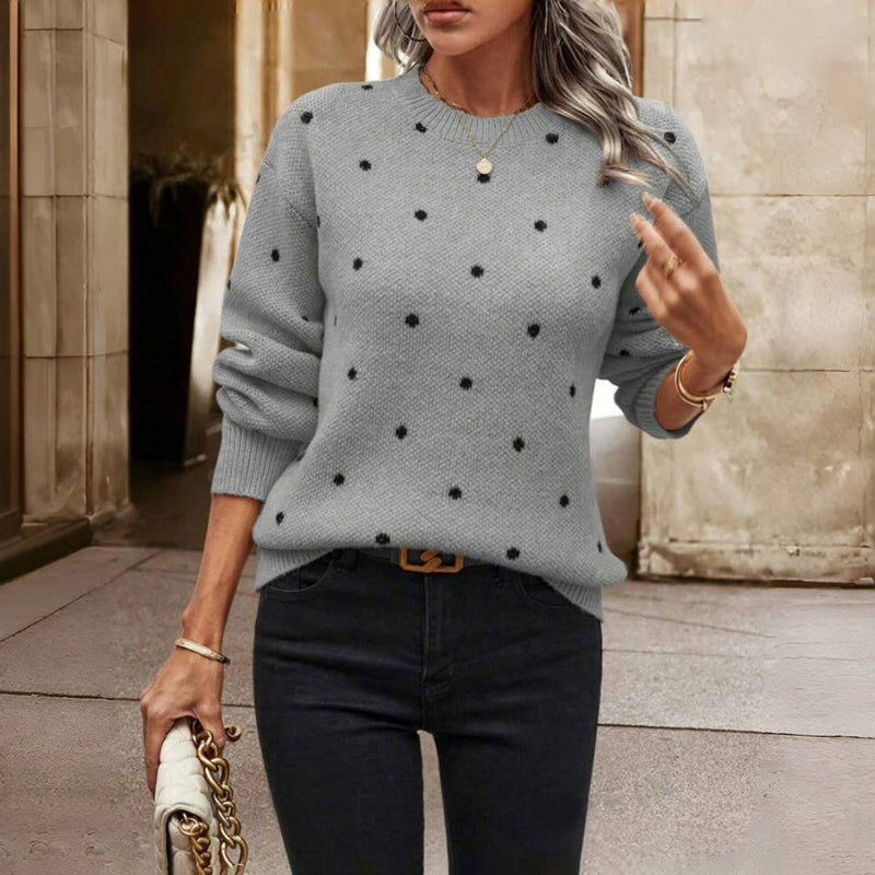 Niva - Knitted Sweater with Polka Dot Design
