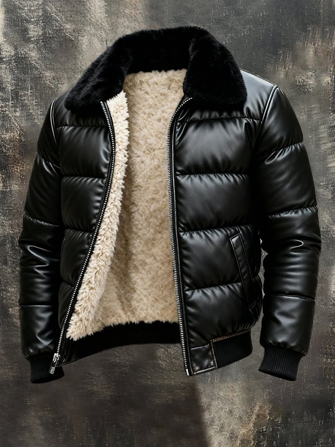 Harrison - Faux Leather Quilted Jacket