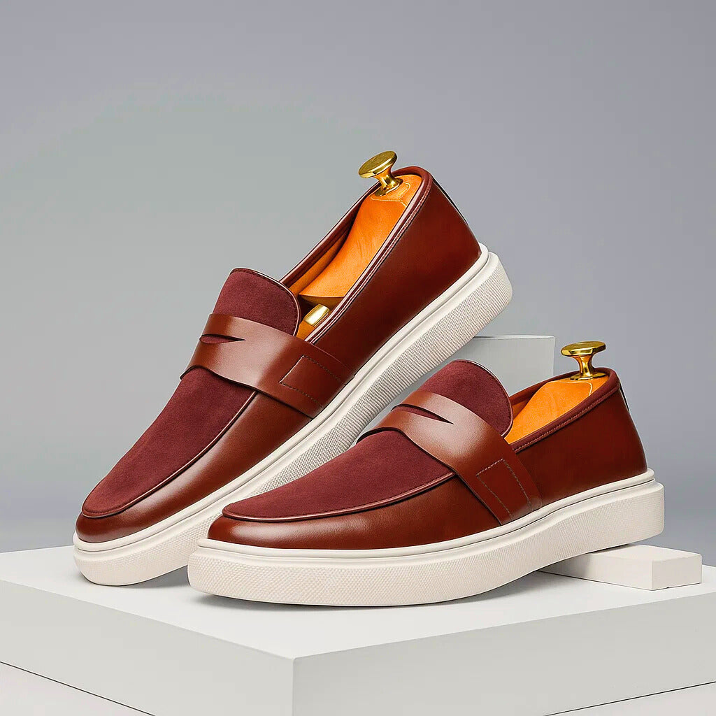 Lewis – Suede and Leather Slip-On Loafers