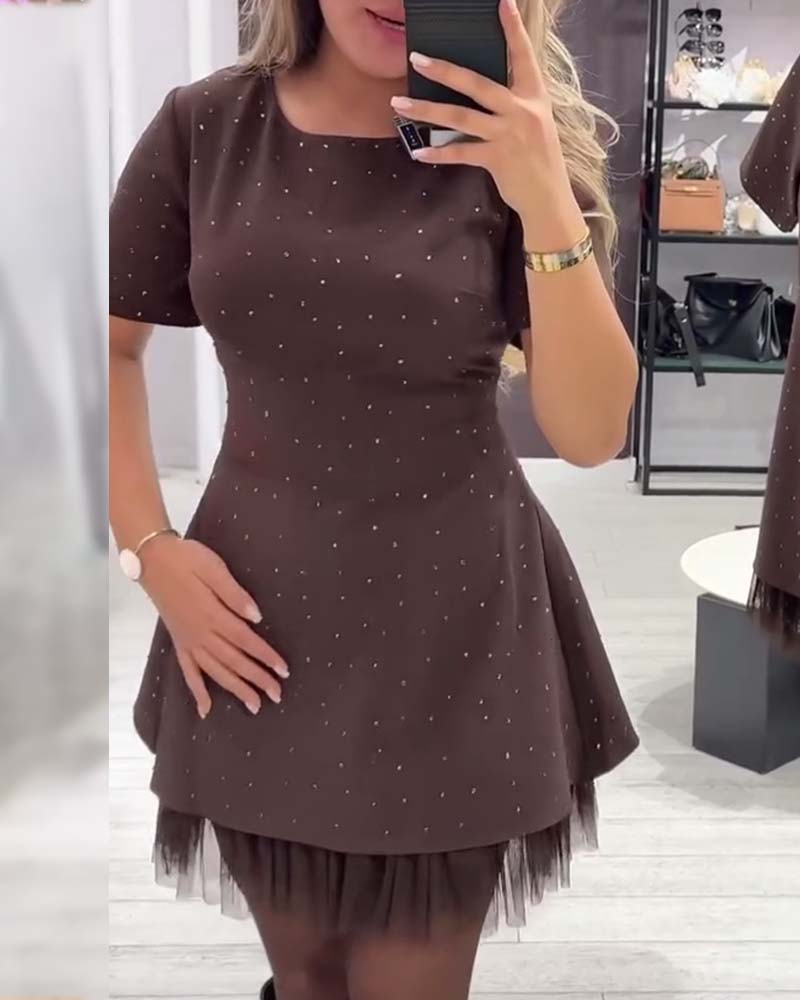 Harper – Sparkling Mesh Patchwork Dress