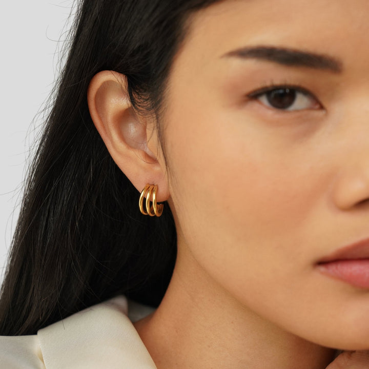 Triple Gold Hoop Earrings