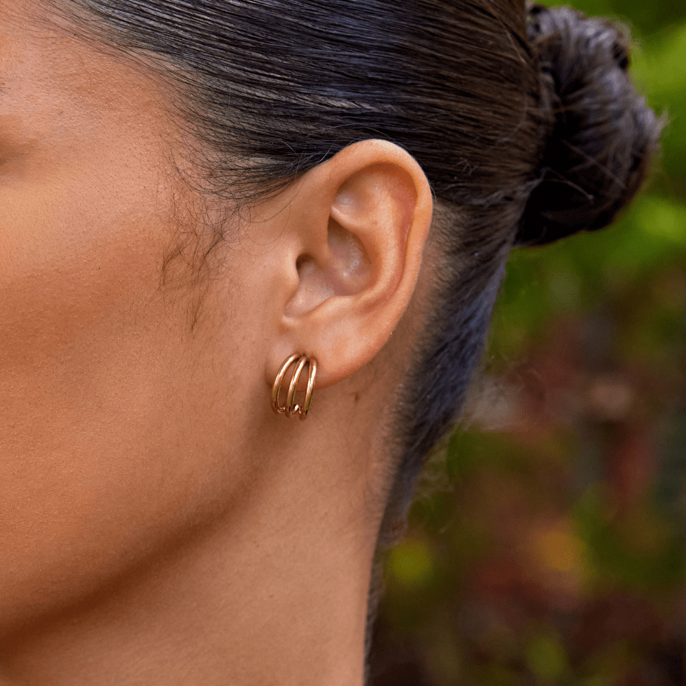 Triple Gold Hoop Earrings